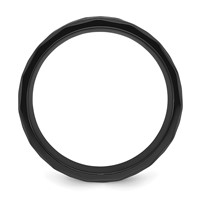 Chisel Black Zirconium Polished Faceted Band with Wood and Deer Antler Inlay 8mm view 2