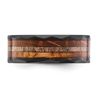 Chisel Black Zirconium Polished Faceted Band with Wood and Deer Antler Inlay 8mm view 3