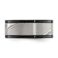 Chisel Black Zirconium Polished Band with Damascus Inlay 9mm view 3