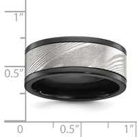 Chisel Black Zirconium Polished Band with Damascus Inlay 9mm view 5