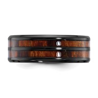 Chisel Black Zirconium Polished Band with Wood Inlay Center 8mm view 3