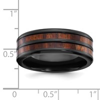Chisel Black Zirconium Polished Band with Wood Inlay Center 8mm view 4