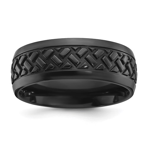 Chisel Black Zirconium Polished 8mm Grooved Band