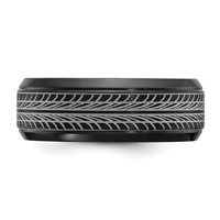Chisel Black Zirconium Polished Lasered Tire Design 8mm Band view 3