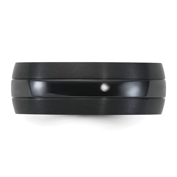 Black Zirconium Brushed With Polished Center 8mm Ring