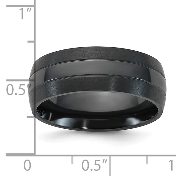 Black Zirconium Brushed With Polished Center 8mm Ring