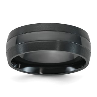 Black Zirconium Brushed With Polished Center 8mm Ring