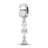Sterling Silver Rhodium-plated LogoArt Zeta Tau Alpha Vertical Letters Bead view 1
