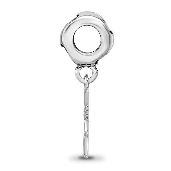 Sterling Silver RH-plate LogoArt Zeta Tau Alpha Vertical Letters on Heart B