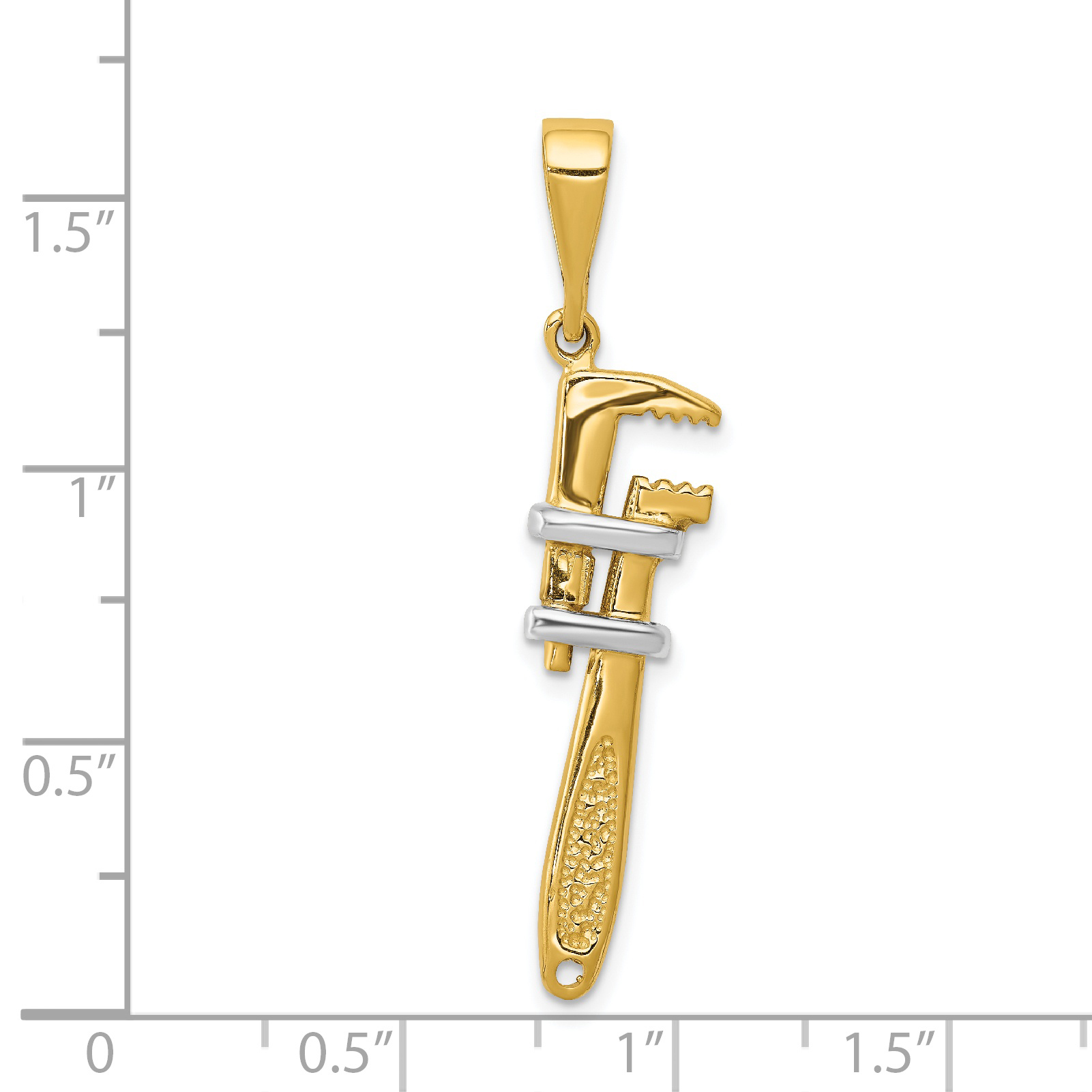 14k Yellow Gold 3 D Pipe Wrench Pendant Charm Necklace Career ...