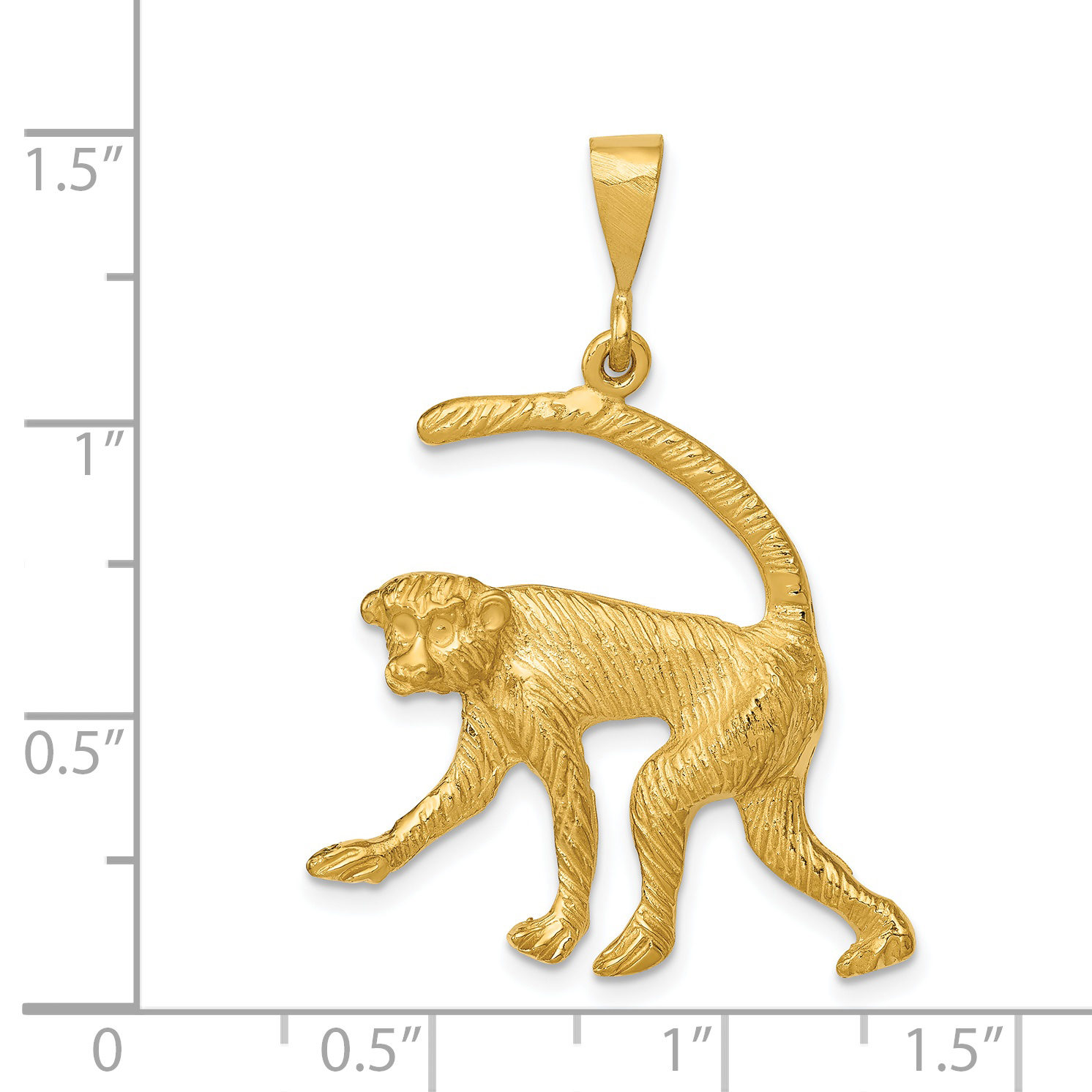 14k Yellow Gold Monkey Pendant Charm Necklace Animal Fine Jewelry Women