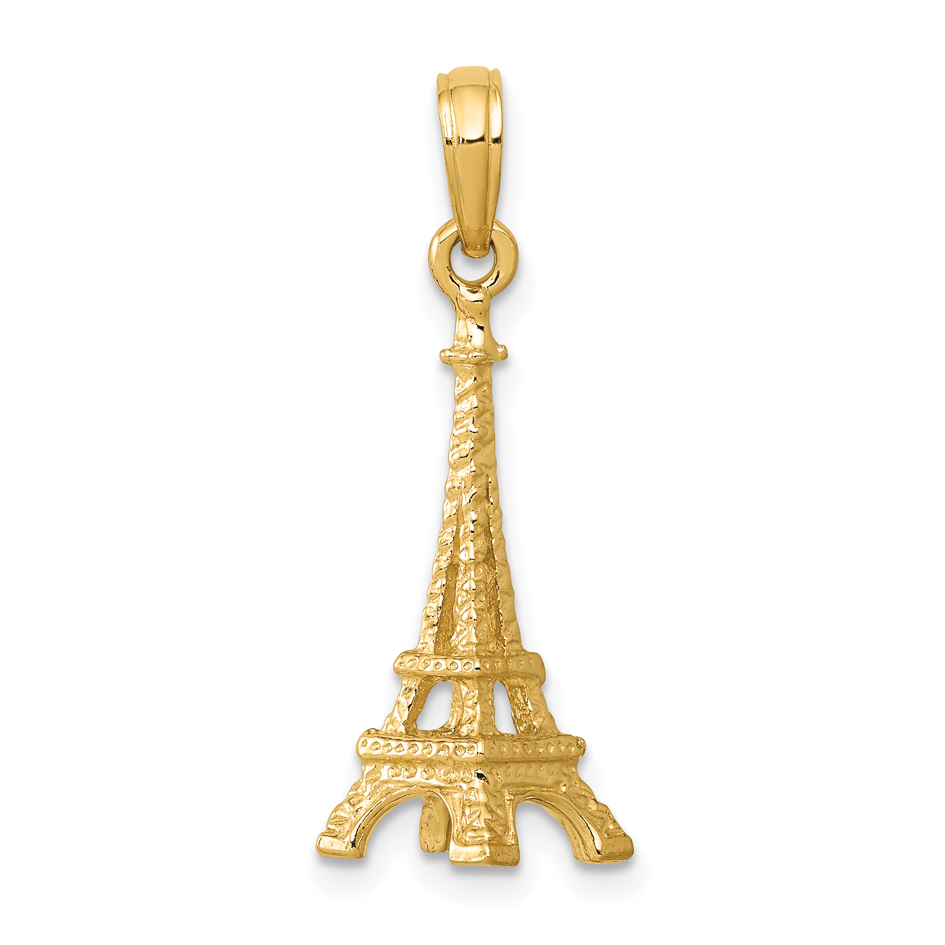 14k Yellow Gold Solid 3 D Eiffel Tower Pendant Charm Necklace Travel eBay