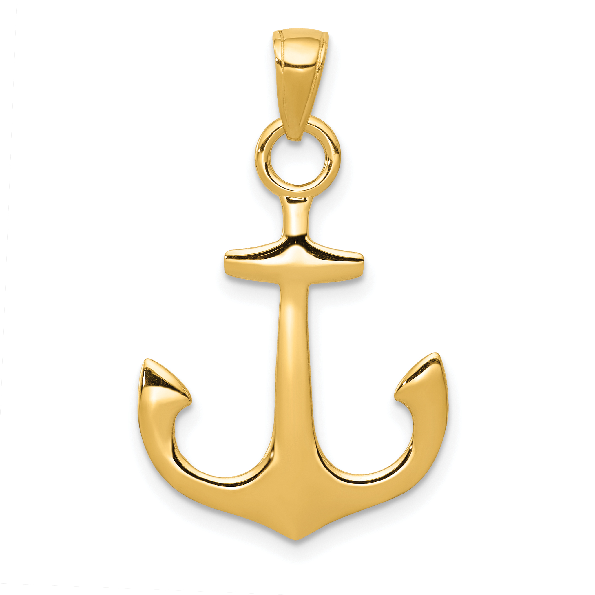 14k Yellow Gold Nautical Anchor Ship Wheel Mariners Pendant Charm 