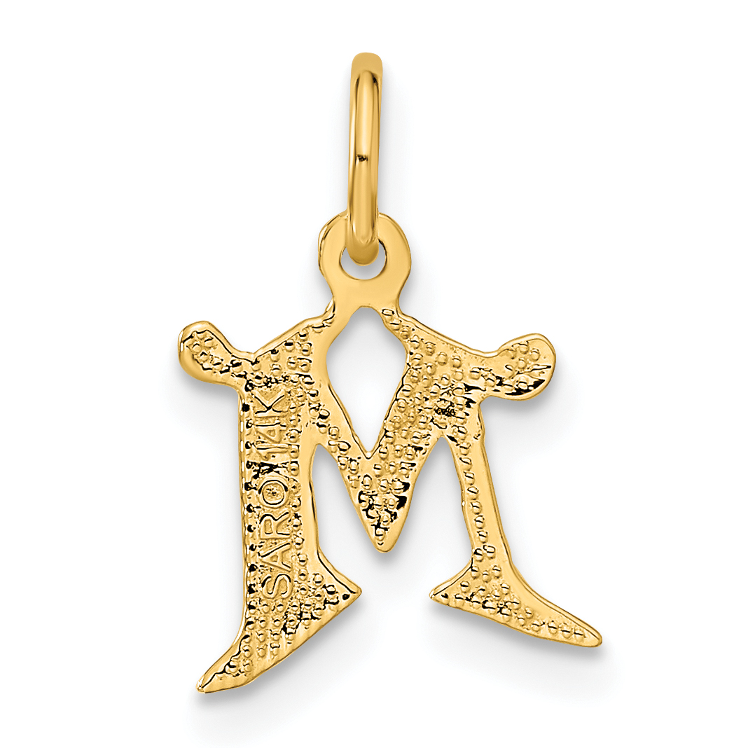 14k Yellow Gold Letter M Initial Monogram Name Pendant Charm Necklace 