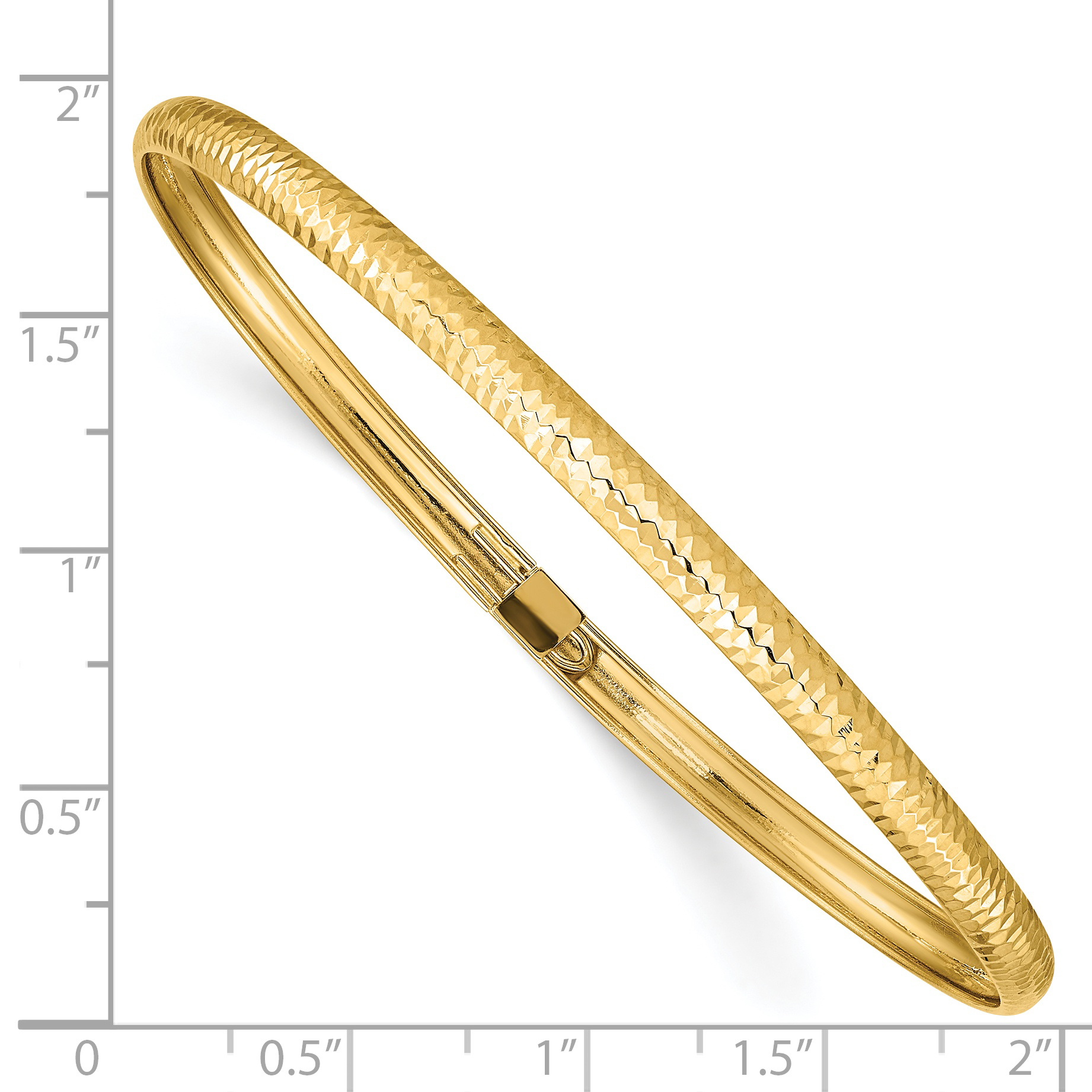 14k Yellow Gold Textured Flexible Bangle Bracelet Cuff Expandable 3868