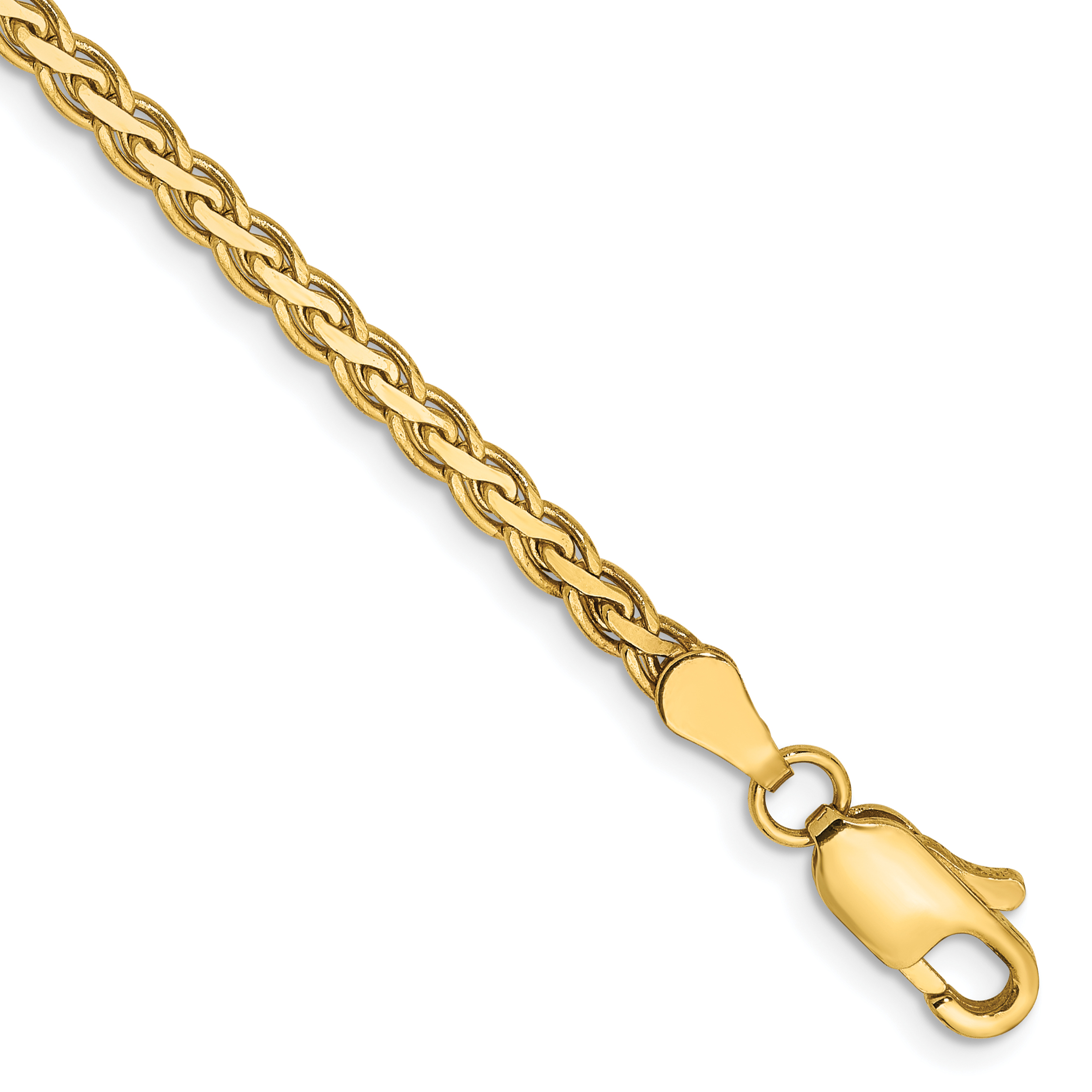 14k Yellow Gold 3mm Flat Link Wheat Bracelet Chain 7 Inch Mothers Day ...