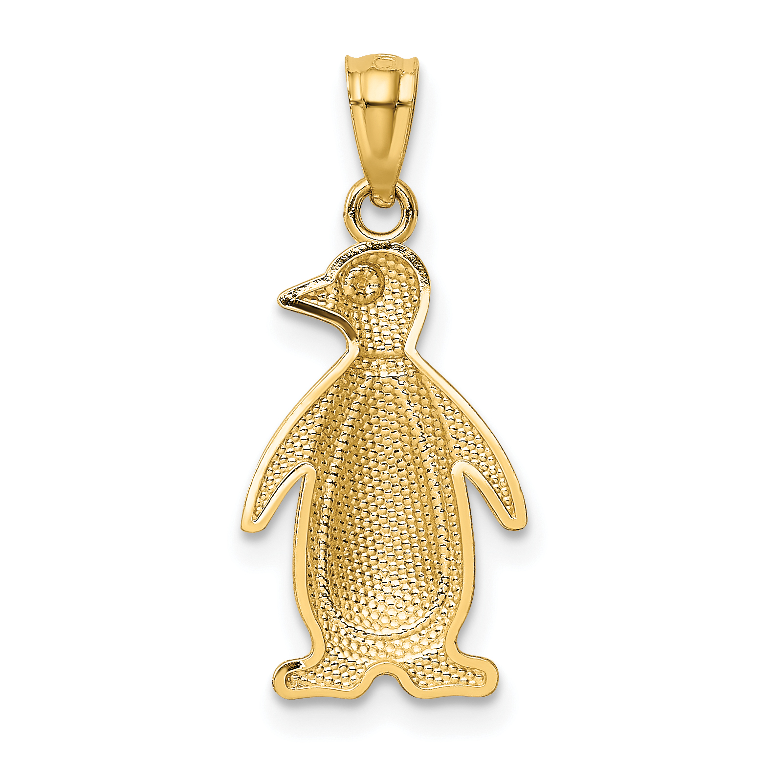 14k Yellow White Gold /textured Penguin Pendant Charm