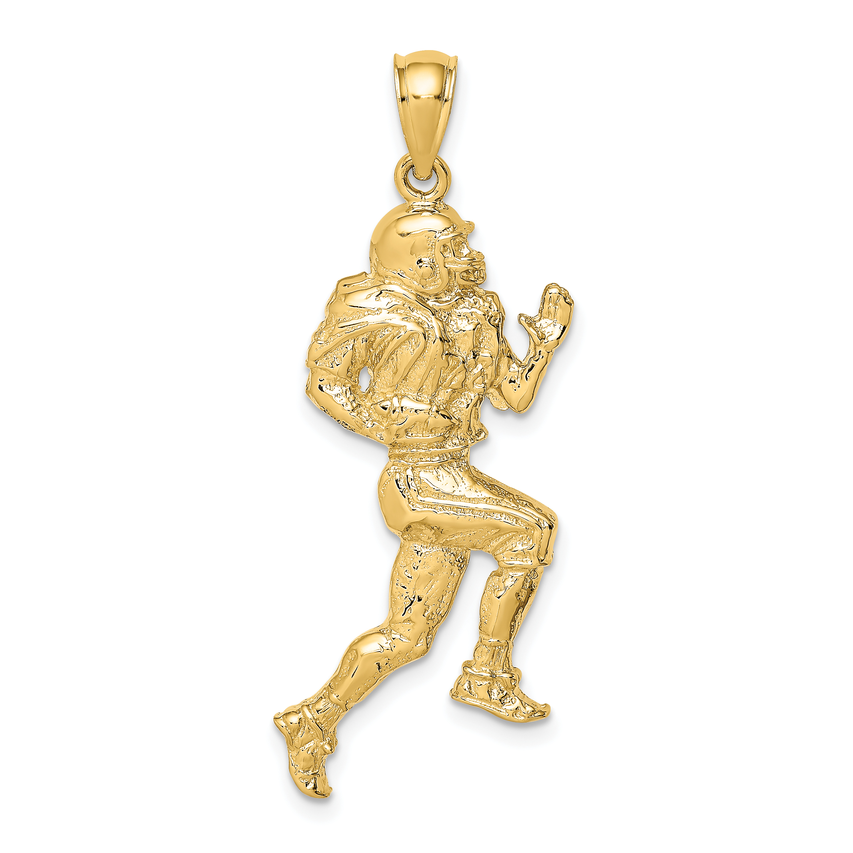 14k Yellow Gold Running Football Player Pendant Charm Necklace Sport