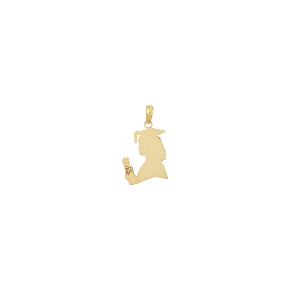10k Polished Female Graduation Profile Charm (10K7295)