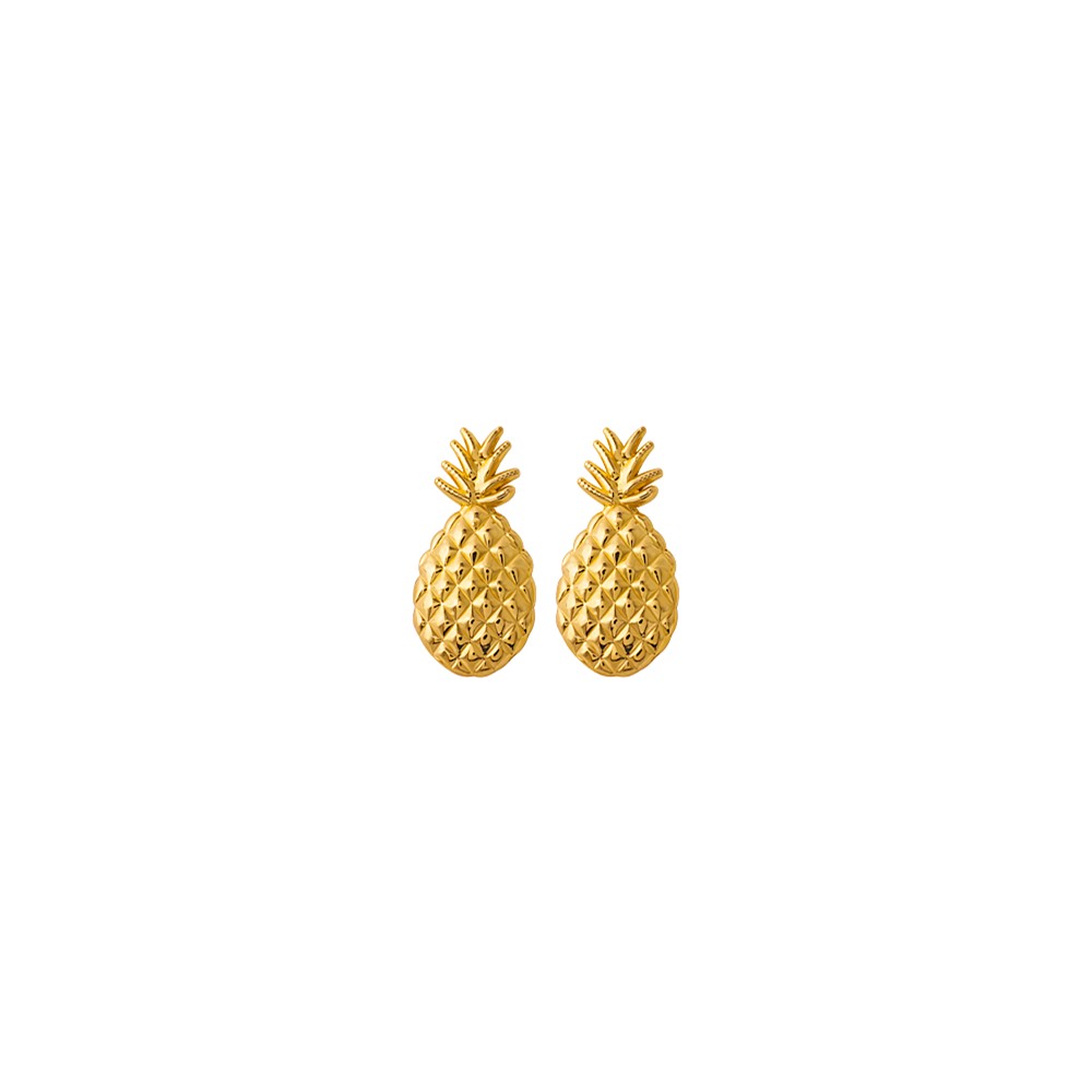 14K Textured Pineapple Post Earrings (TE716)