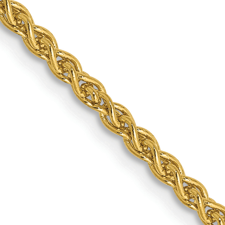14k Yellow Gold 2mm Spiga Chain Necklace 16 Inch Pendant Mothers Day