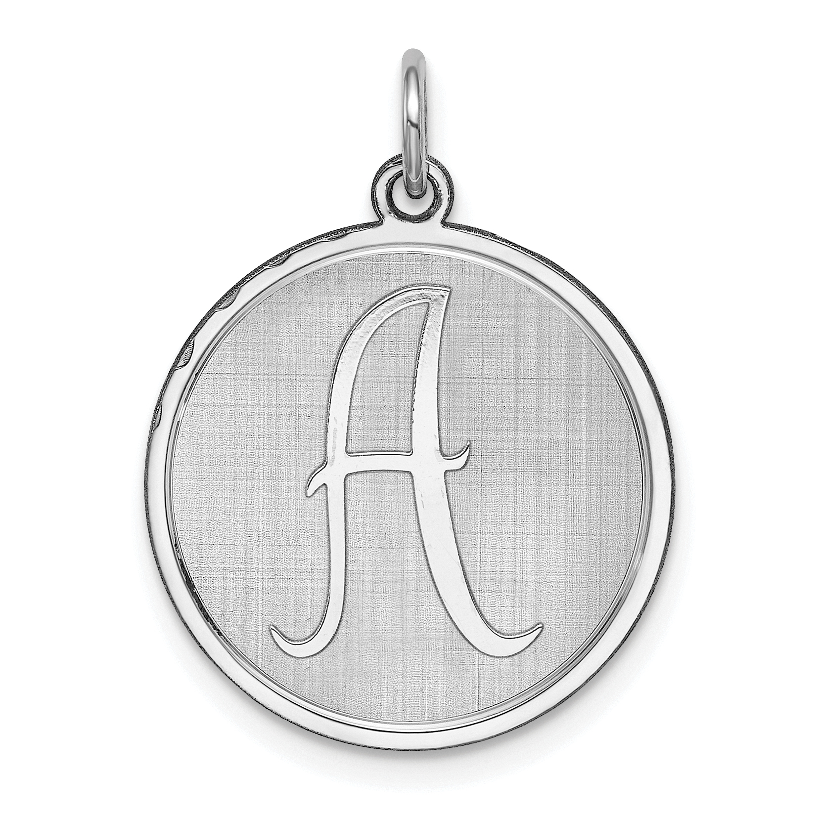 Letter A Pendant Medal Initial Charm Brocaded Lower Case Sterling Silver