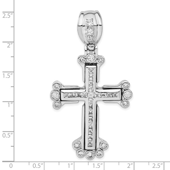 Sterling Silver Polished CZ Cross Pendant