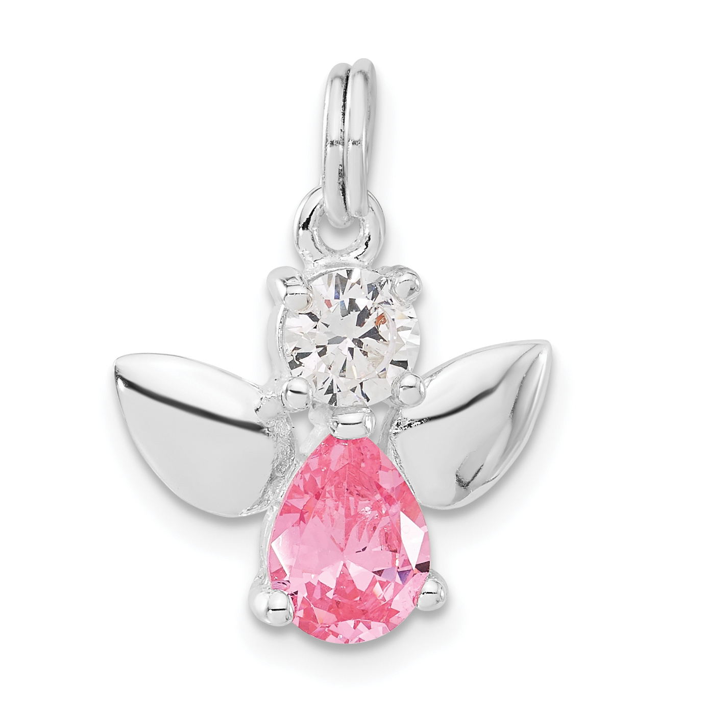 925 Sterling Silver Cubic Zirconia Cz Angel Pendant Charm Necklace