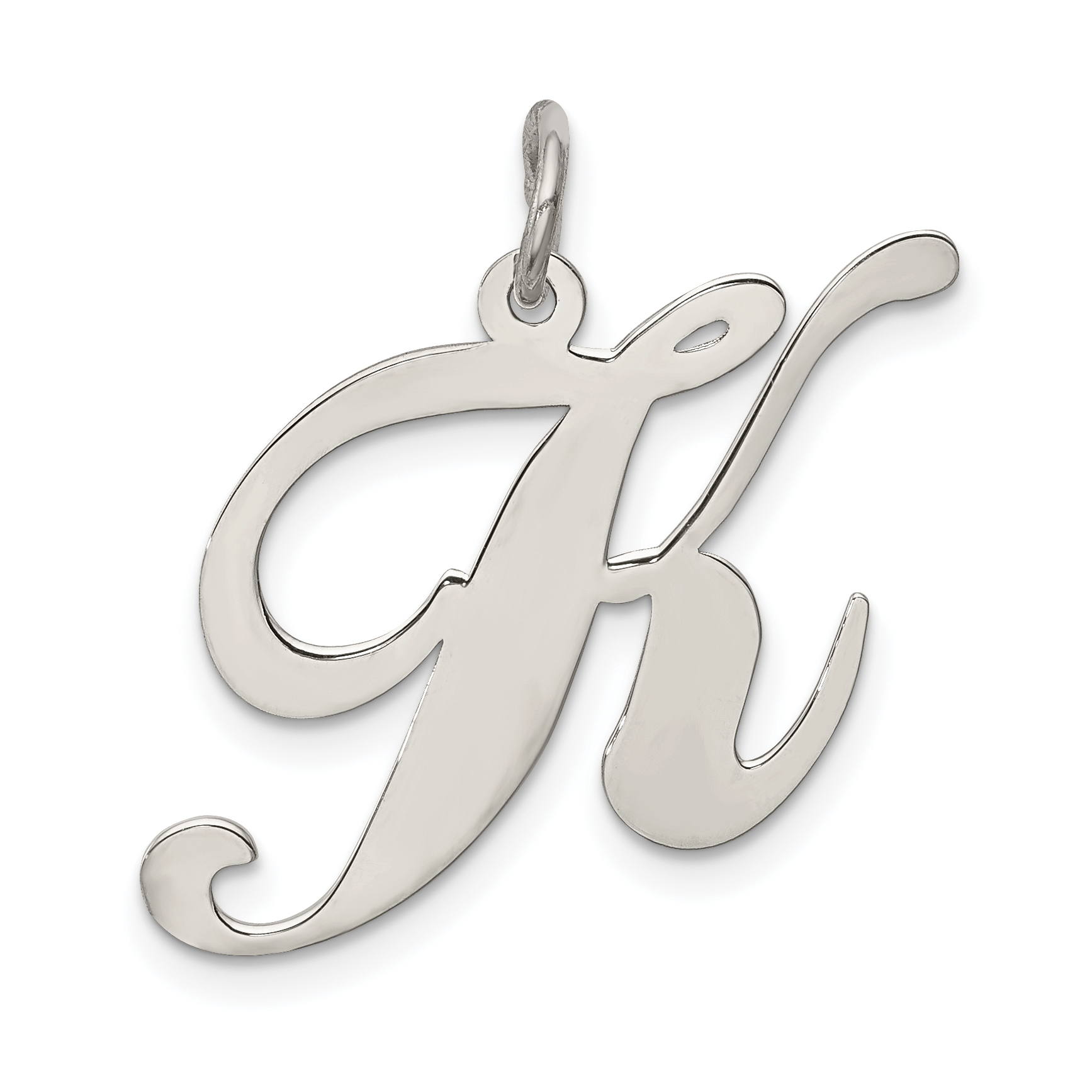 Mia Diamonds 925 Sterling Silver Small Script initial V Charm