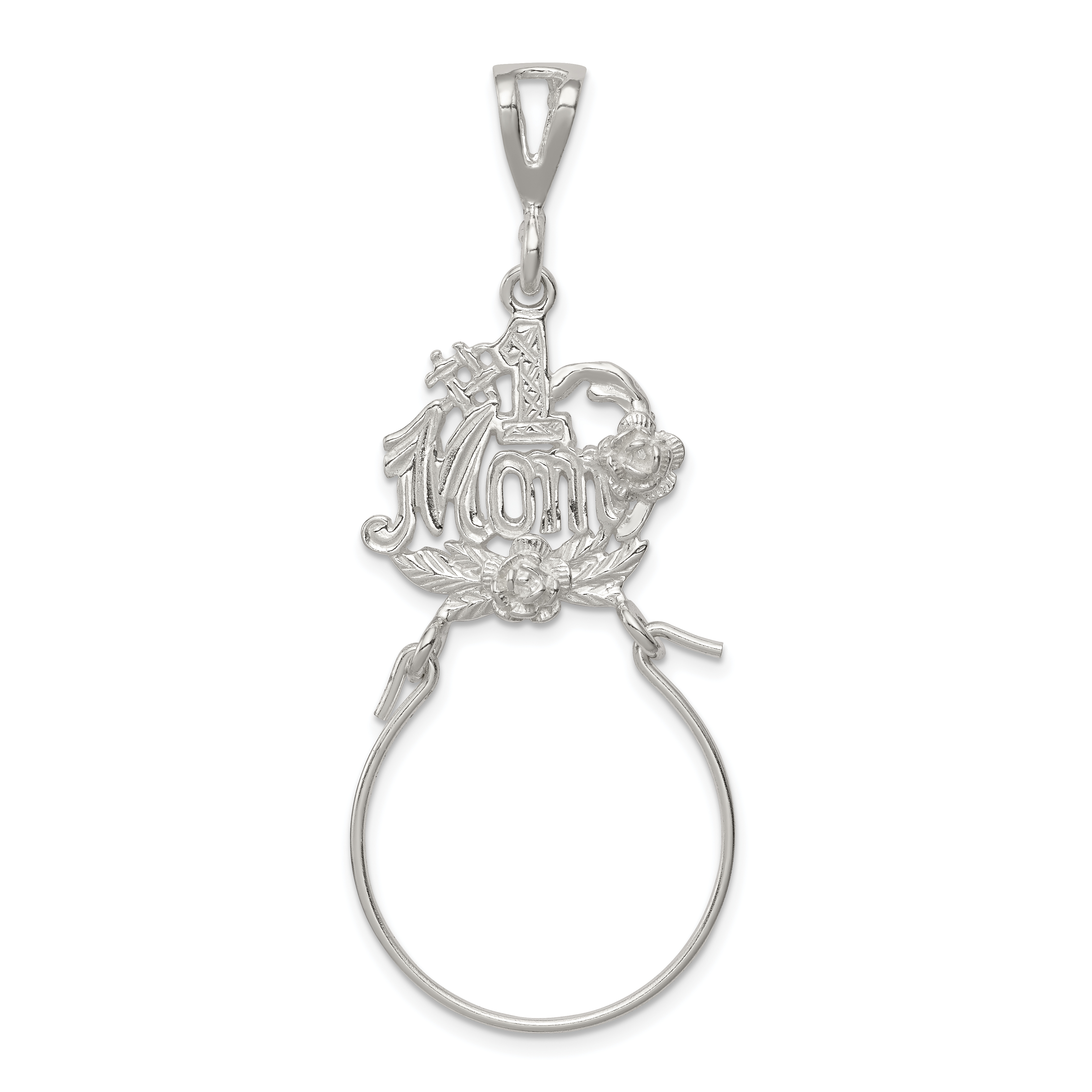 Details About 925 Sterling Silver 1 Mom Pendant Charm Necklace Holder Special Person Fine