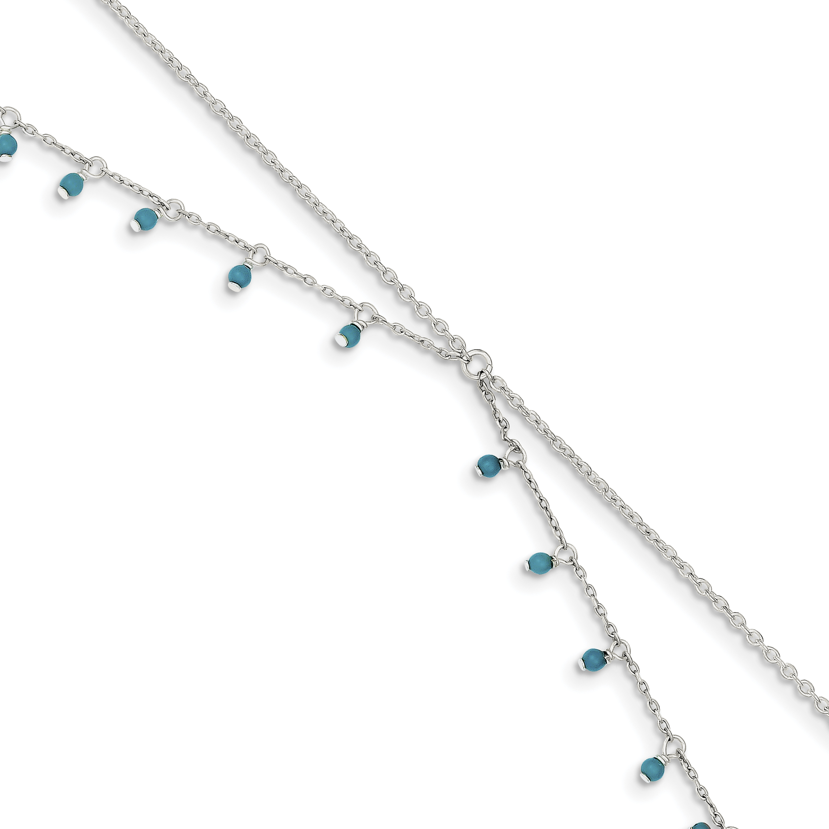 Plata esterlina 925 Azul Turquesa Pulsera De Doble Cadena Tobillera Tobillo Playa