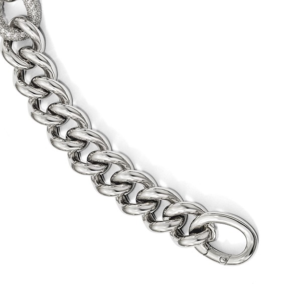 Leslie's Sterling Silver CZ Polished Woven Bracelet