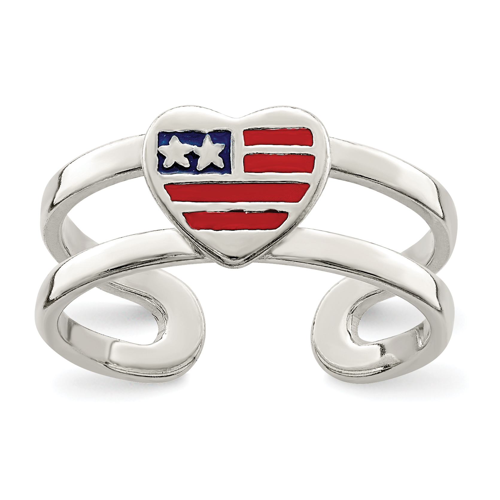 Avon Sterling Silver 925 American Flag Heart Enameled Toe Ring