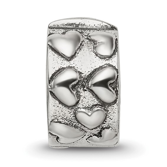Sterling Silver Reflections Hinged Hearts Clip Bead