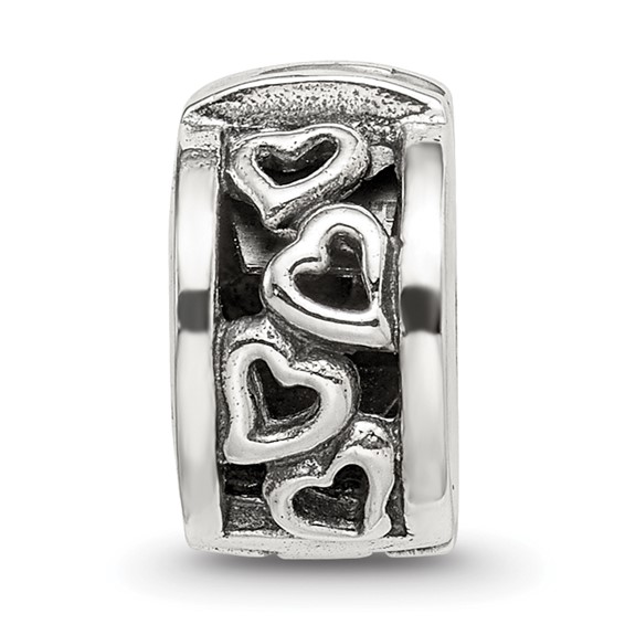 Sterling Silver Reflections Hinged Hearts Clip Bead