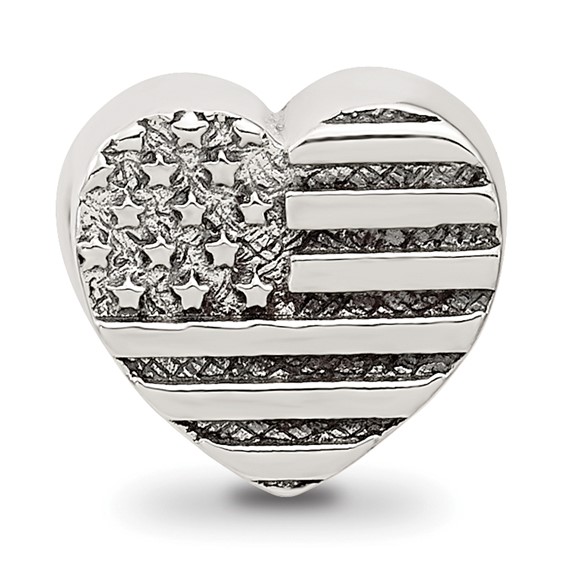 Sterling Silver Reflections Heart Flag Bead