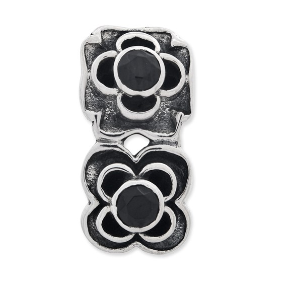 Sterling Silver Reflections Black CZ Connector Bead