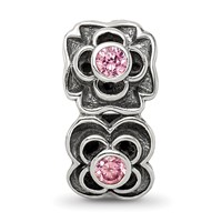 Sterling Silver Reflections Pink CZ Connector Bead view 3
