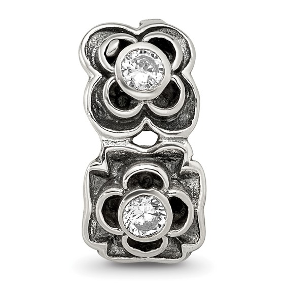 Sterling Silver Reflections CZ Connector Bead