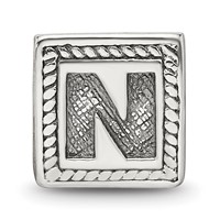 Sterling Silver Reflections Letter N Triangle Block Bead view 3