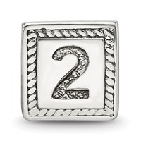 Sterling Silver Reflections Number 2 Triangle Block Bead view 3