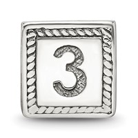 Sterling Silver Reflections Number 3 Triangle Block Bead view 3