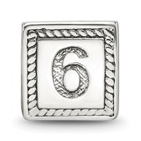 Sterling Silver Reflections Number 6 Triangle Block Bead view 3
