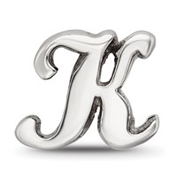 Sterling Silver Reflections Letter K Script Bead view 3