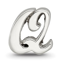 Sterling Silver Reflections Letter Q Script Bead view 3