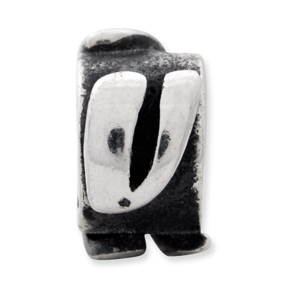 Sterling Silver Reflections Letter V Message Bead