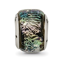 Sterling Silver Reflections Rainbow Dichroic Glass Bead view 3