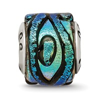 Sterling Silver Reflections Green Dichroic Glass Bead view 3