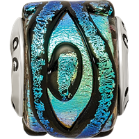 Sterling Silver Reflections Green Dichroic Glass Bead view 4