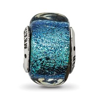 Sterling Silver Reflections Blue Dichroic Glass Square Bead view 3